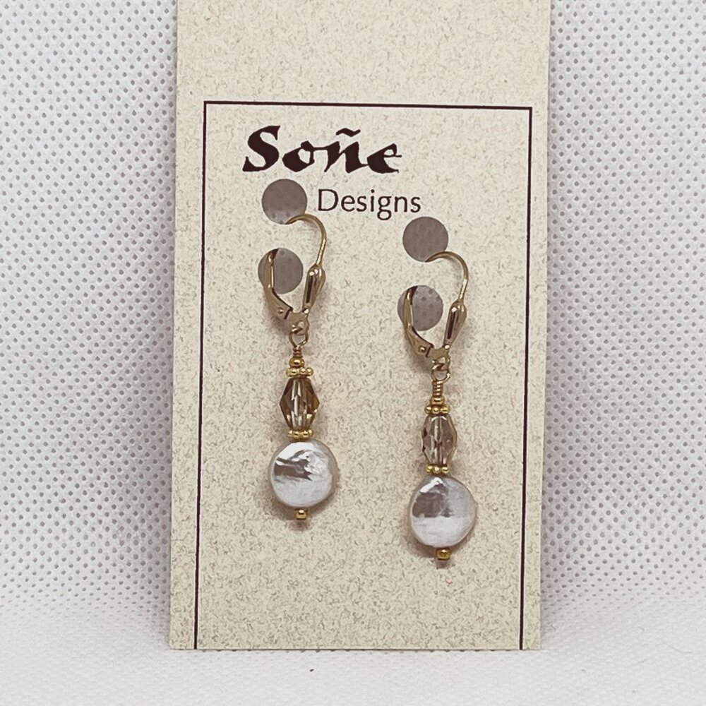 Freshwater Coin Pearls with 14K GF Tulip Lever back Earwires